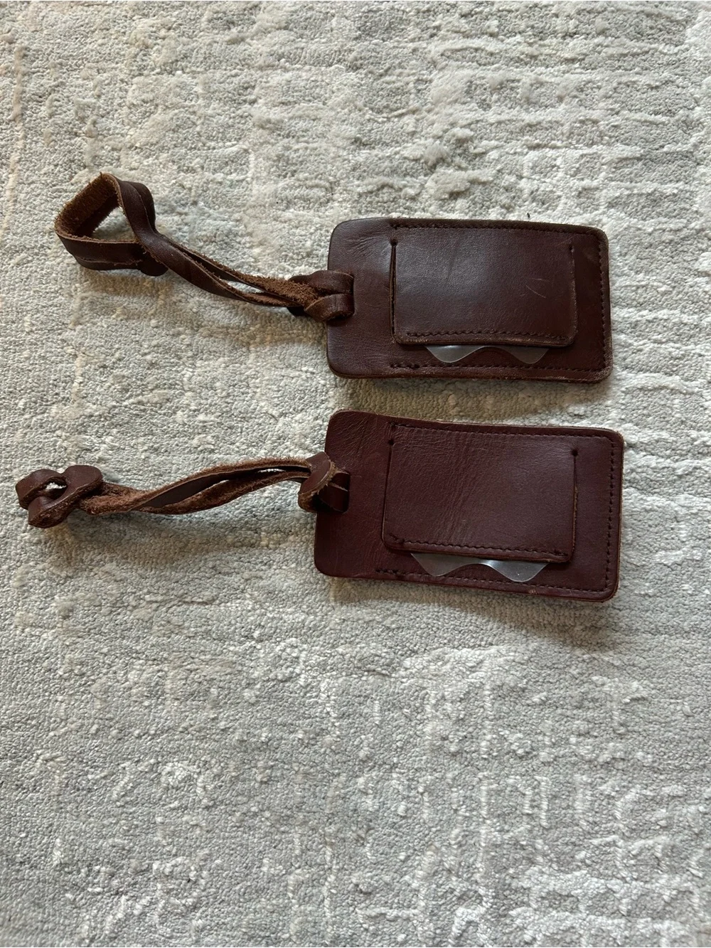 Vintage Lands’ End brown leather luggage tags 2 piece set